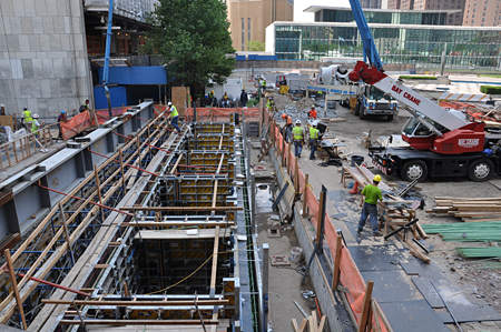 Con Edison 480V electrical vault being constructed.