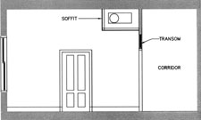 Photo of a good example of ductwork installation - transom is installed below soffit