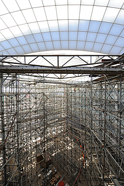 interior construction looking toward the roof structure, Institute of Peace, Washington DC