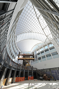 interior construction looking toward the roof structure, Institute of Peace, Washington DC