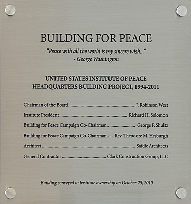 Building for Peace plaque