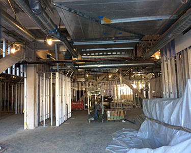 actual inspection HVAC duct layout above the ceiling, VA Clinic Mecklenburg County, NC