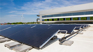 Solar panels on the roof of the Nike Distribution Center, Belgium