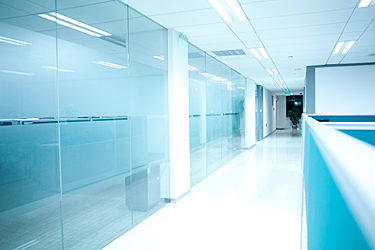 office interior glass filmed with decorative window film product