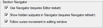 Illustration of the SI Editor's Tools Menu - Options: Display and Navigator Settings