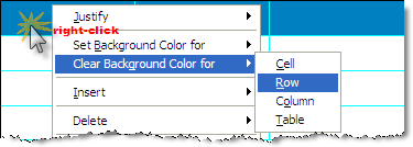 Illustration SI Editor's Table Menu - Clear Background Color For A Row