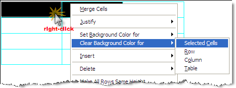 Illustration SI Editor's Table Menu - Clear Background Color For Selected Cells