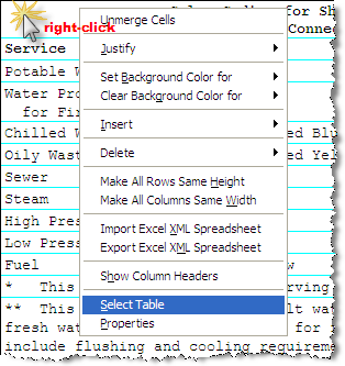 Illustration SI Editor's Table Menu - Select Table