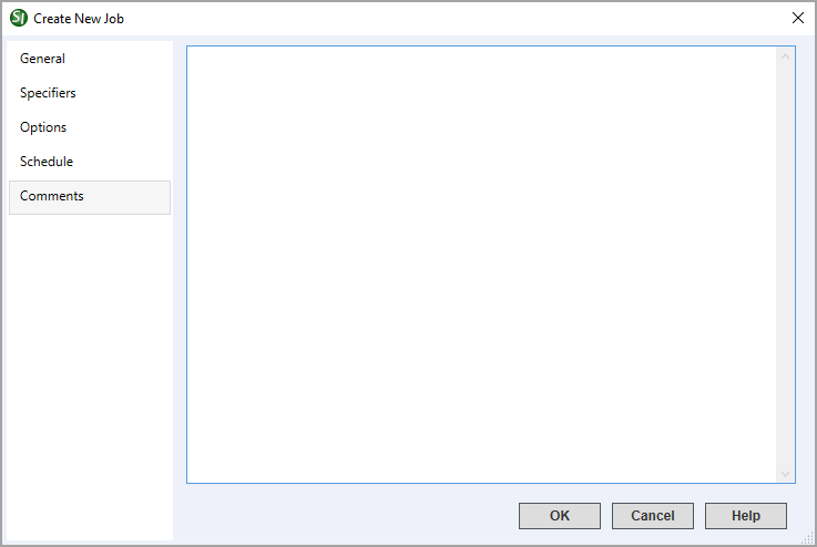 Illustration SI Explorer's File Menu - New Job: Comments