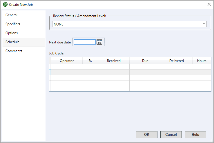 Illustration SI Explorer's File Menu - New Job: Schedule