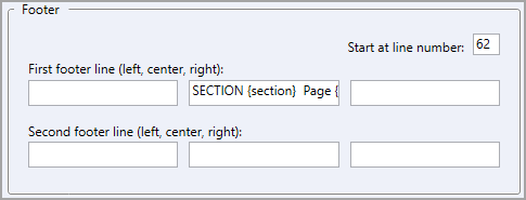 Illustration SI Explorer's File Menu - Process and Print/Publish:  Default Footer