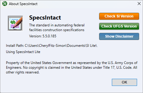 Illustration SI Explorer's Help Menu - About SpecsIntact