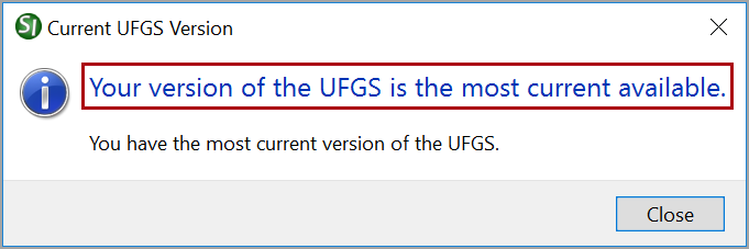 Illustration SI Explorer's Help Menu - Check Current UFGS Version