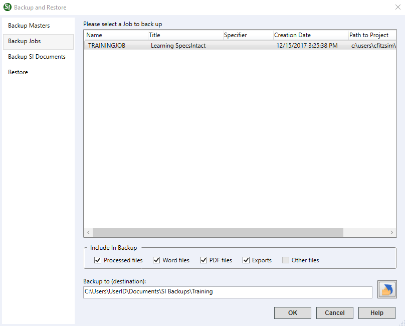 Illustration SI Explorer's File Menu - Backup and Restore:  Jobs Tab