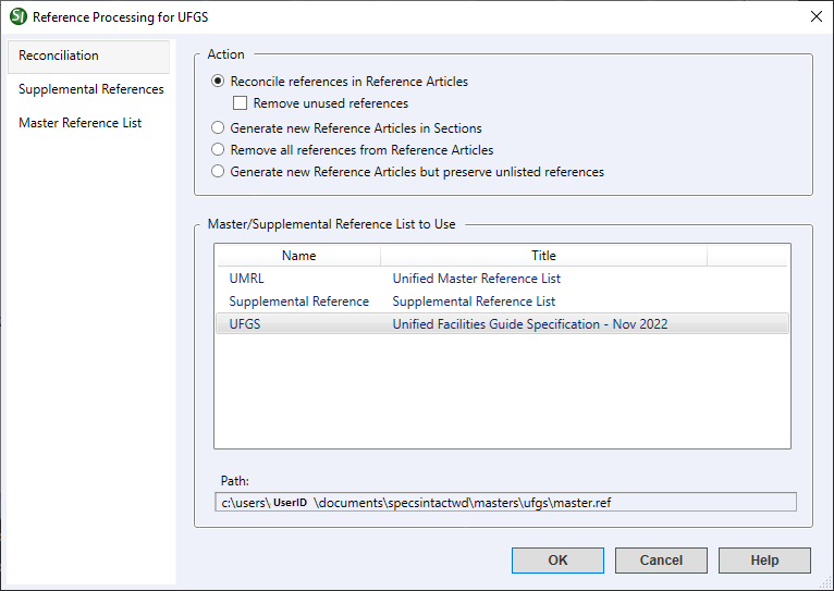 Illustration SI Explorer's Process Menu - Reference Processing: Reconciliation
