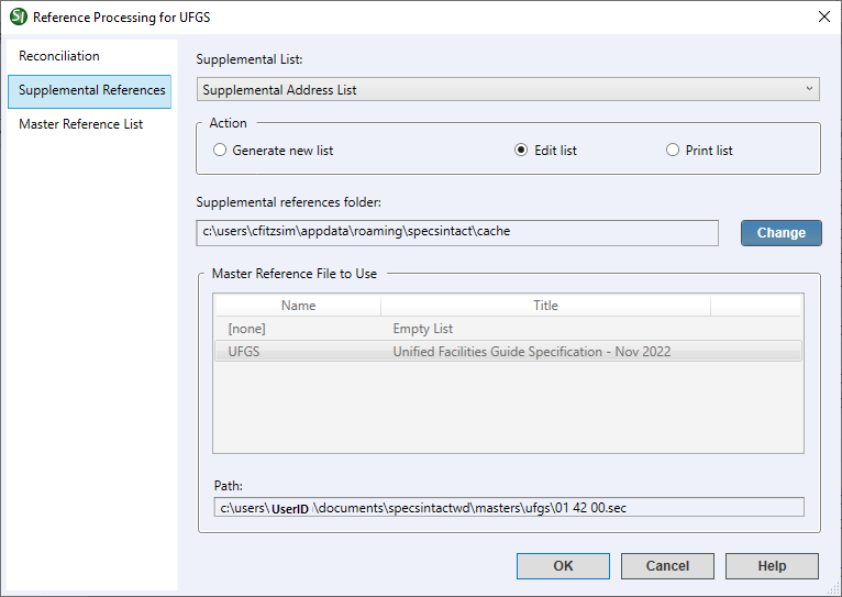 Illustration SI Explorer's Process Menu - Reference Processing:  Supplemental Reference List