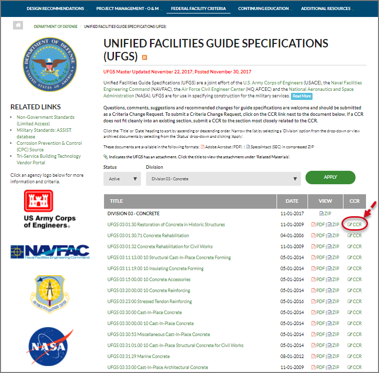 Illustration SI Explorer's Tools Menu - Submit UFGS CCR